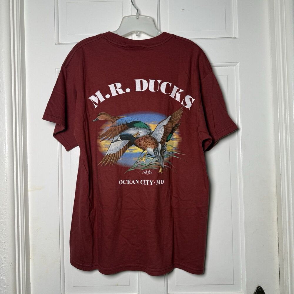 Vintage M.R. Ducks Ocean City MD T Shirt Mens Large Red Graphic Duck Graphic Tee